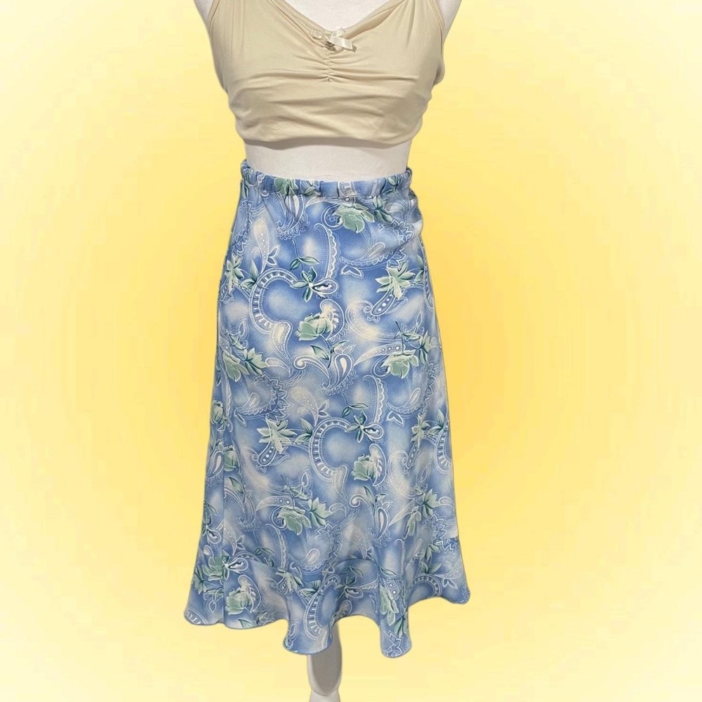 Floral Blue Midi Skirt
